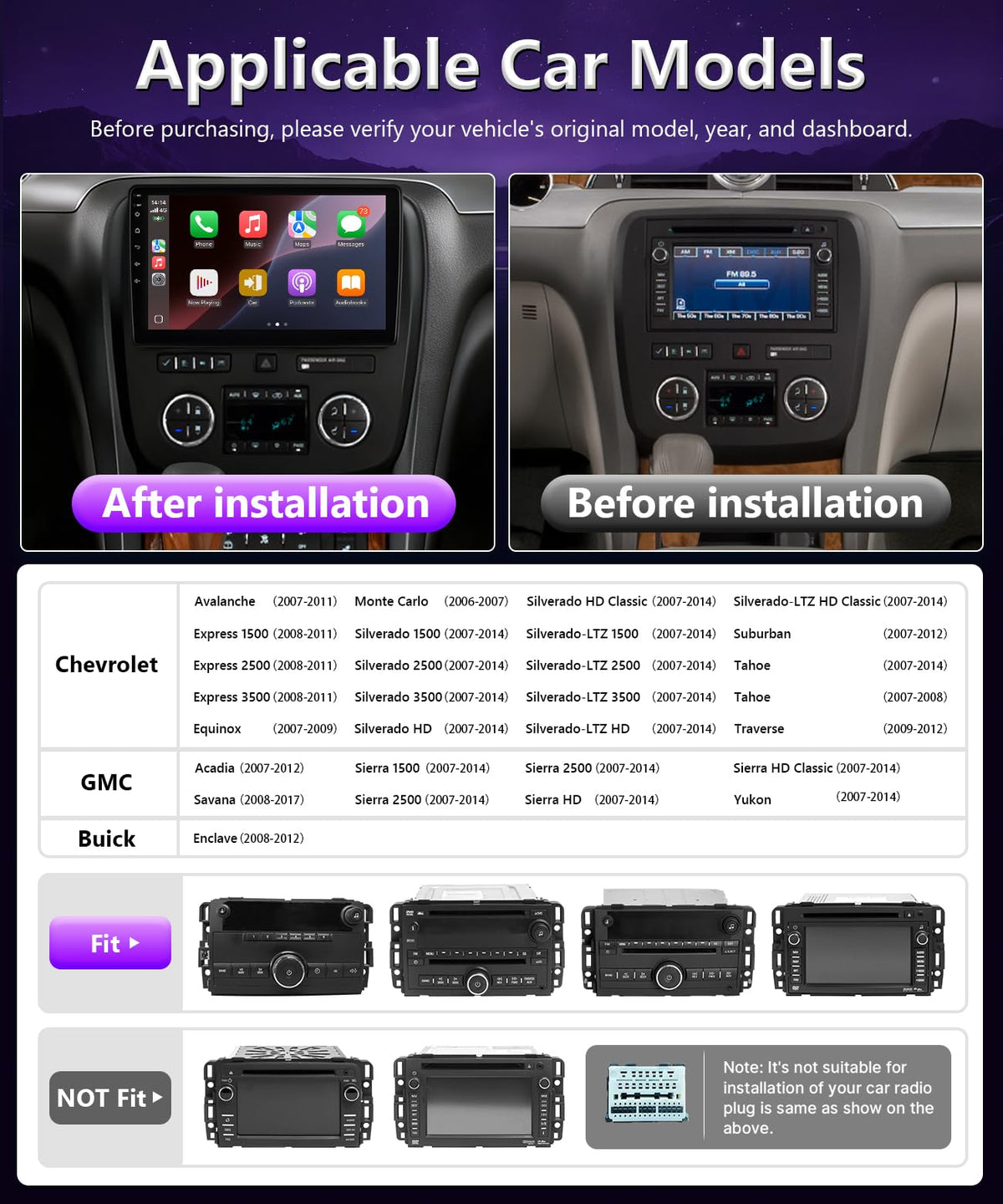 8Core 4G+64G Radio for Chevrolet Silverado Tahoe 2007 to 2014
