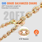 Ratchet Chain Binder, 5/16"-3/8" Heavy-Duty Load Binders, Featuring G80 Chains 7100 lbs Secure Limit, 4 P, Labor-Saving Anti-Skid Handle, Tie Down Hauling for Flatbed Truck Trailer
