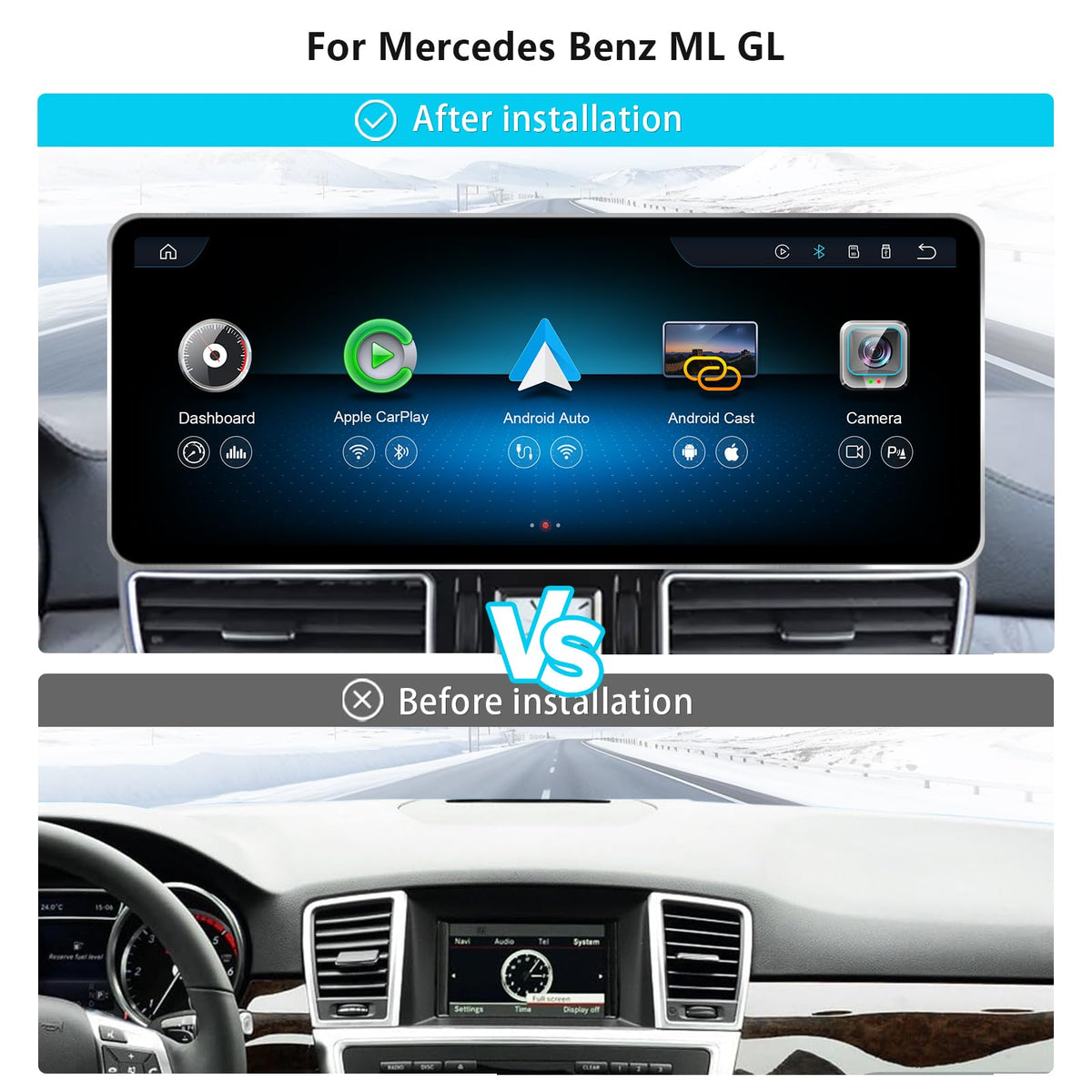 12.8" QLED Mercedes ML/GL W166/X166 NTG4.5/4.7 12-15 CarPlay