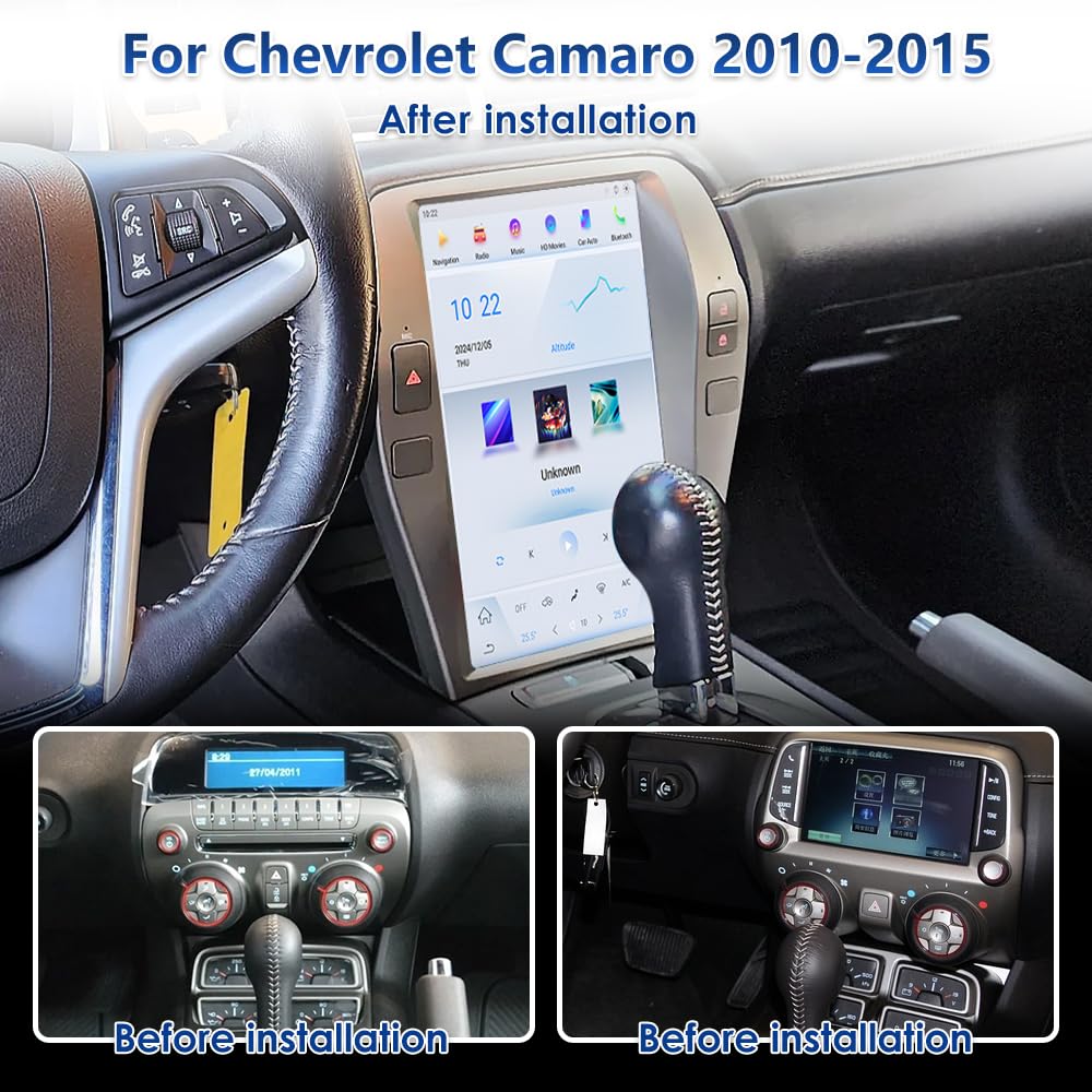 Car Radio Stereo for Camaro 2010-2015, Upgrade Touch Screen GPS Navigation Wireless for Apple Carplay Android auto Head Unit,Android 14.0,Bluetooth,WiFi 5G