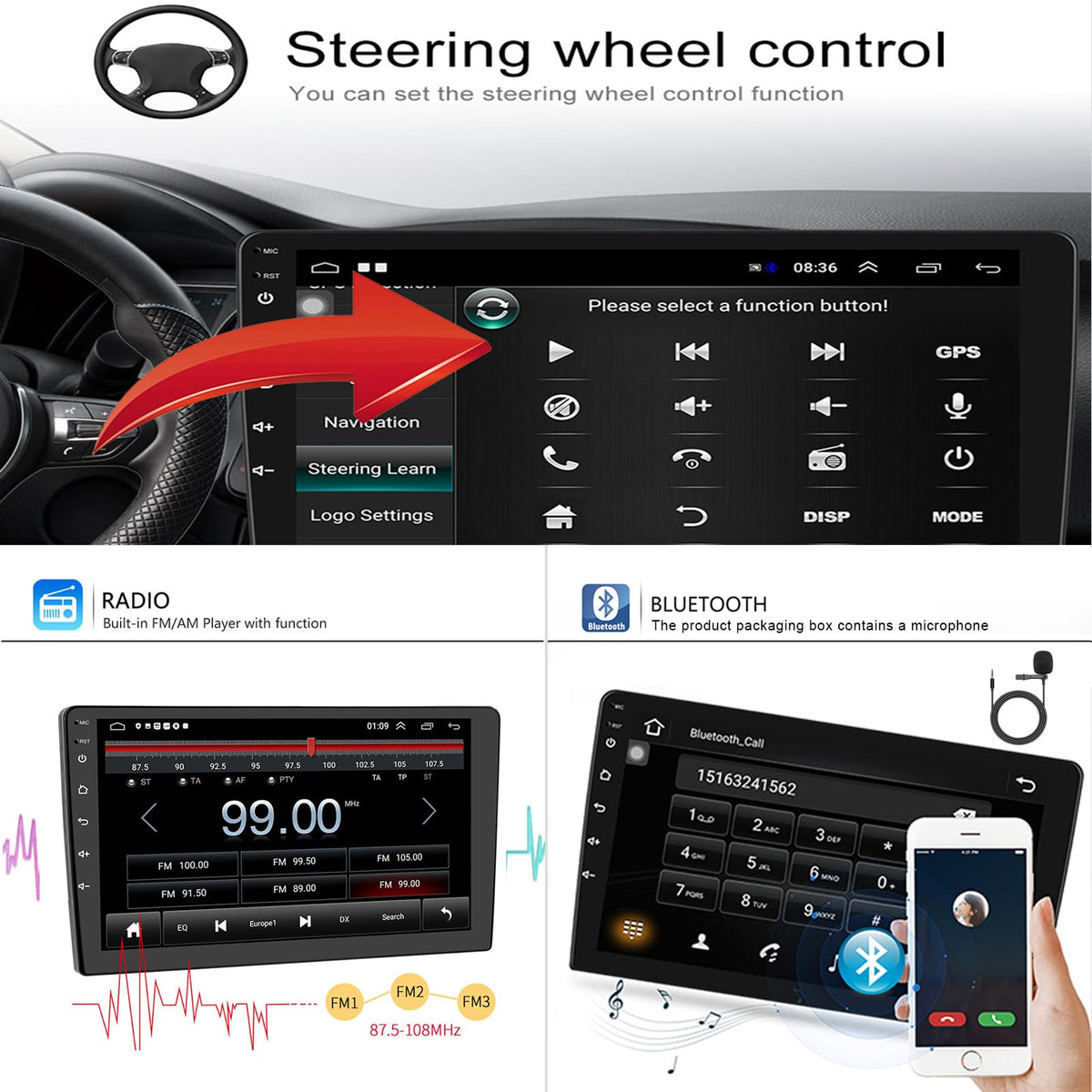 8CORE 4+32GB Android 14 Car Radio Stereo for 2006-2011 Mercedes Benz C-Class C180 C200 C230 C250 C300 C350 W204 S204-9.08" QLED Touch Screen, Upgrade Dash Kit with CarPlay & Android Auto, GPS