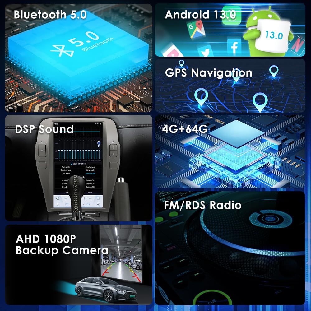 Car Radio Stereo for Camaro 2010-2015, Upgrade Touch Screen GPS Navigation Wireless for Apple Carplay Android auto Head Unit,Android 14.0,Bluetooth,WiFi 5G