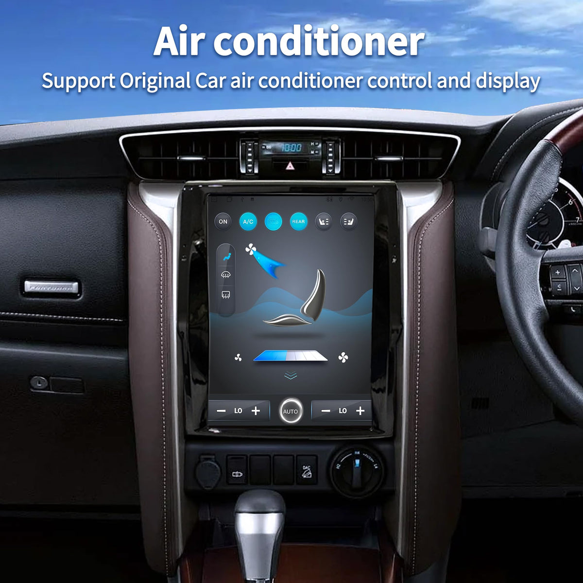 Multimidia Automotiva Sw4 with After marekt 360 Camera for Tesla Style Compatible with Toyota Hilux Vigo Android Fortuner Radio Screen Stereo 12.1inch RAM 8GB ROM 128GB(Auto Air Conditioner Only)
