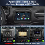 Android 14 Car Stereo Radio for Jeep Renegade 2015-2023, 9 inch QLED Touch Screen GPS Navigation Bluetooth Head Unit Built-in Car Auto Play Support 4G LTE WiFi SWC DSP 6+64GB