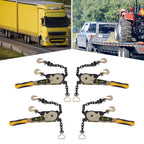 4 Pack 3/8"-1/2" Easy Ratchet Chain Binder with Grab Hooks & 6600 lbs WLL - Heavy Duty Tie Down Ratchet Load Binder for Flatbed Trailers & Trucks, Tractors, Transportation, Industry, Yellow