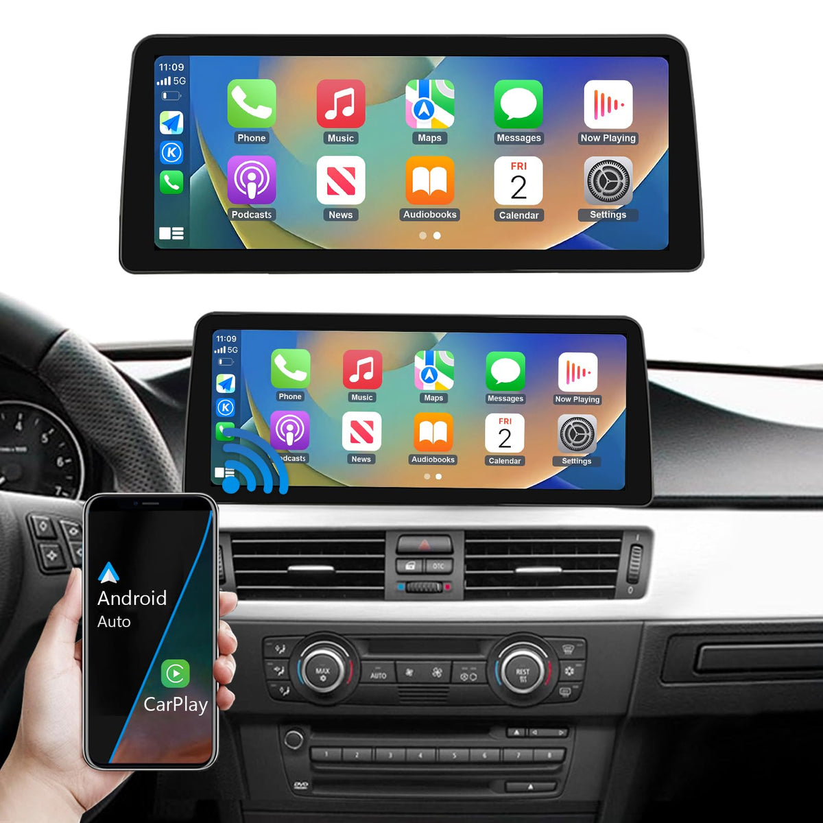 Road Top 12.3" Ultra-Narrow CarPlay Screen for BMW 3 Series CCC (2005-2008)