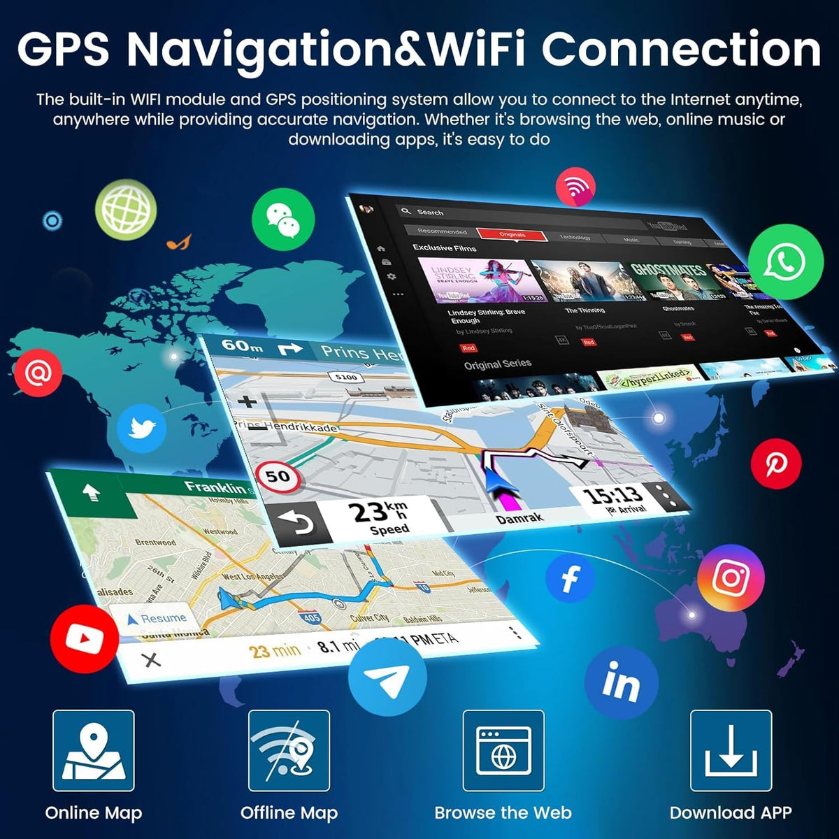 9"Double Din Car Radio for Hyundai Genesis Sedan 2009 2010 2011 2012 2013 2014, 2+64G Android 14 Touch Screen Stereo with Wireless Carplay Android Auto GPS Navi Bluetooth FM DSP WiFi Backup Camera SWC