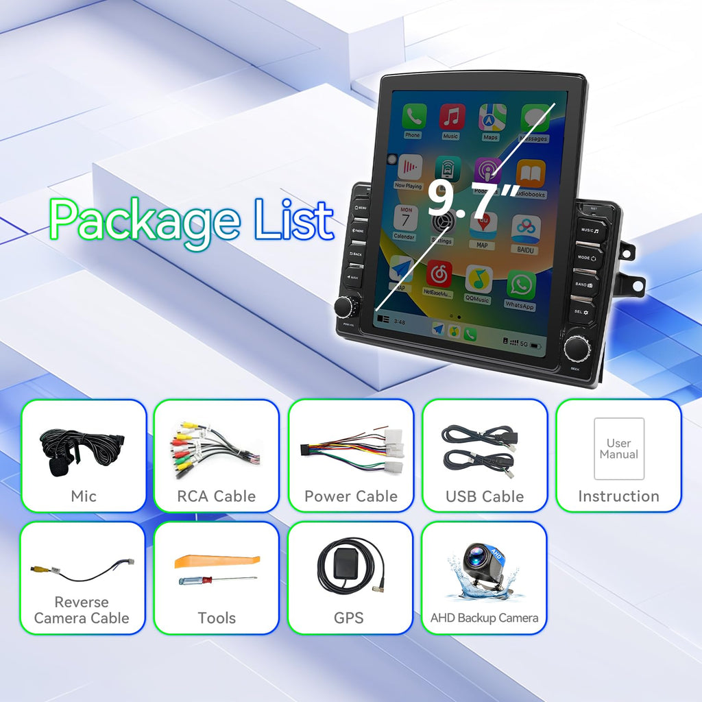 Android 15 Car Radio Stereo Compatible with Toyota Sienna 2004-2010,9.7 Inch Touchscreen,Car Stereo Support Wireless Carplay & Android Auto,Bluetooth/GPS/WiFi/Mirror Link/Backup Camera/SWC/FM