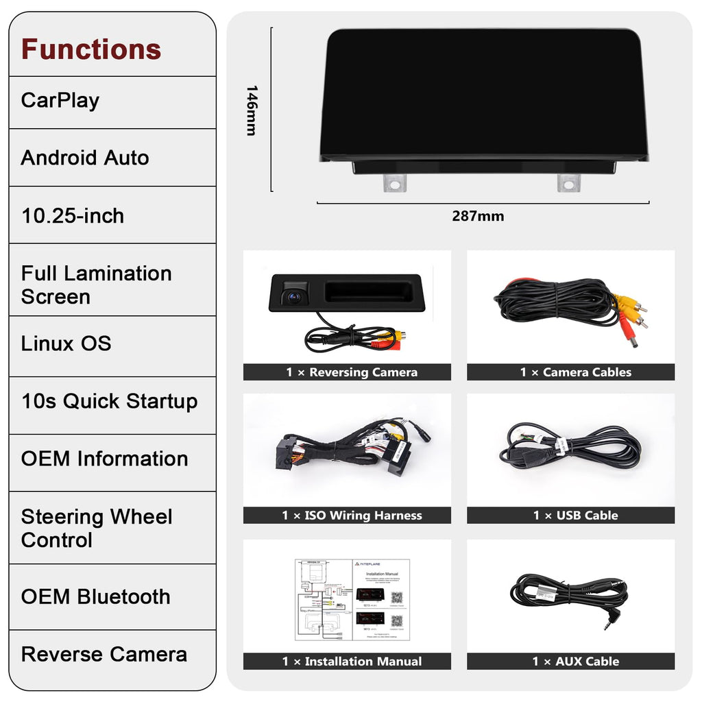 10.25" CarPlay Screen for BMW F30 F31 F32 F33 F34 F36 2012-2017