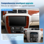 9 Inch QLED Touch Screen Car Stereo Radio Upgrade for GMC Sierra Yukon Chevy Silverado 2007-2013 Tahoe Replacement Android 13 Head Unit with CarPlay Android Auto WiFi Backup Camera (Mahogany)
