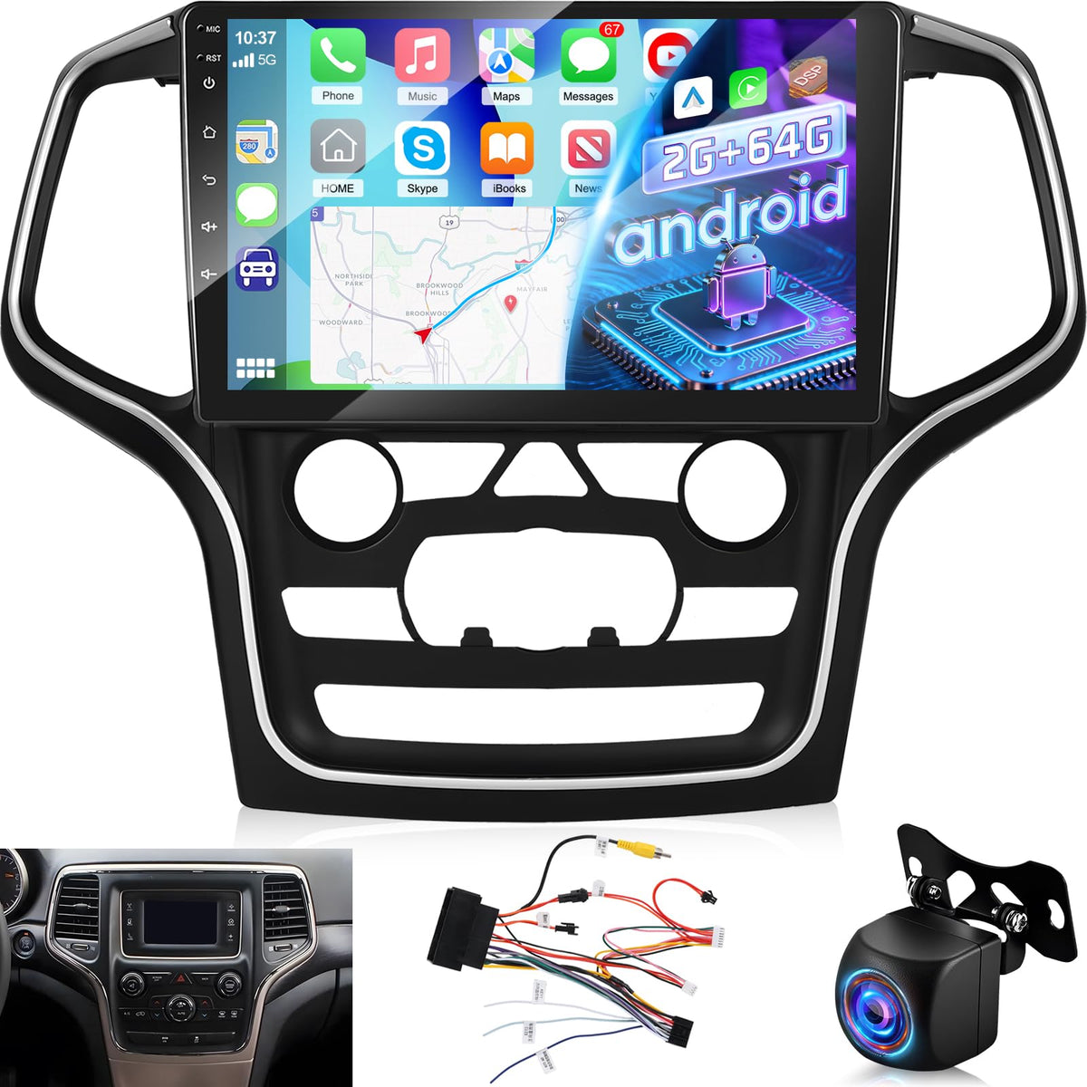 64G 10.1'' Android Radio for Jeep Grand Cherokee 2014-2020 for Small Screen