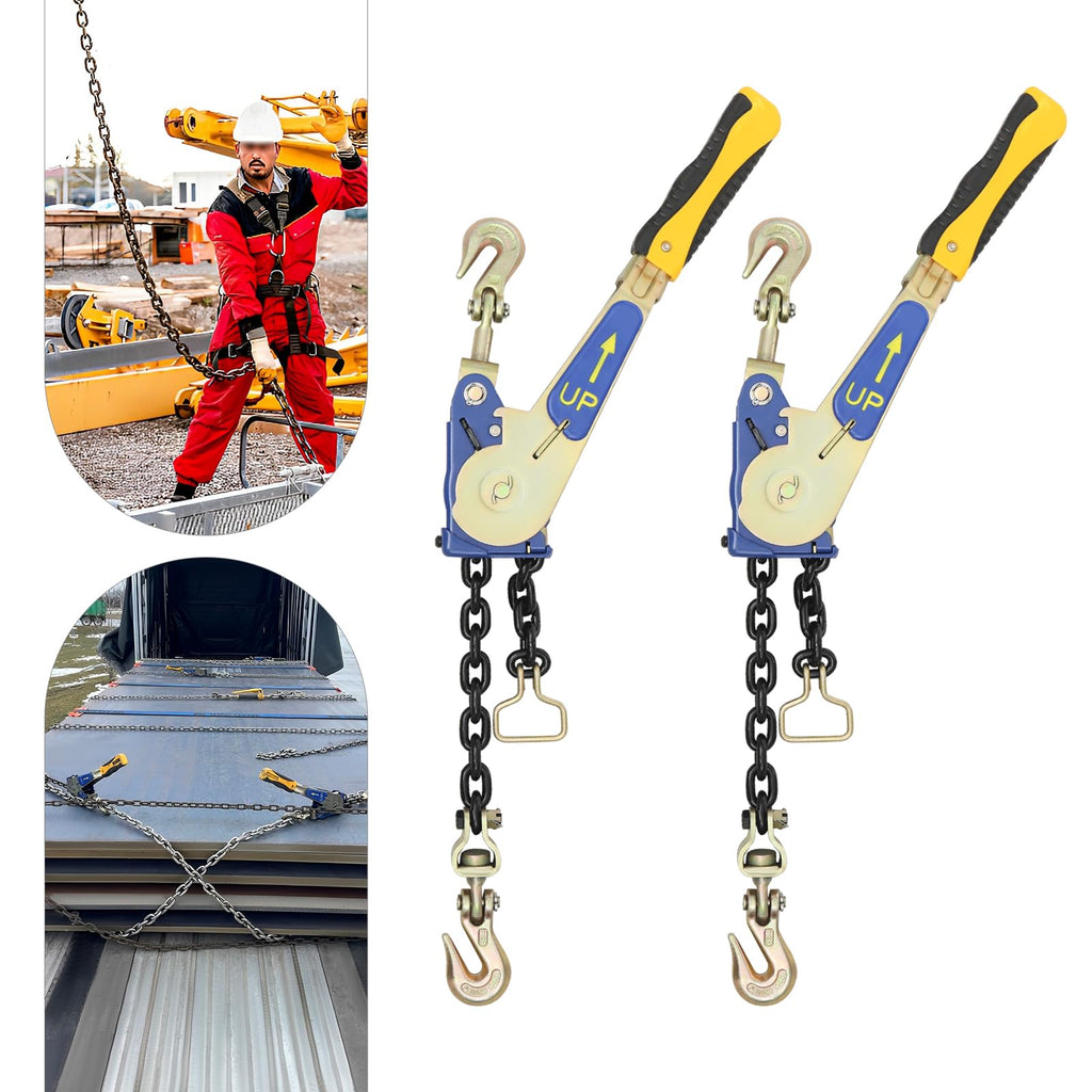 2 Pack 5/16-3/8in Ratcheting Chain Load Binder for Trucks