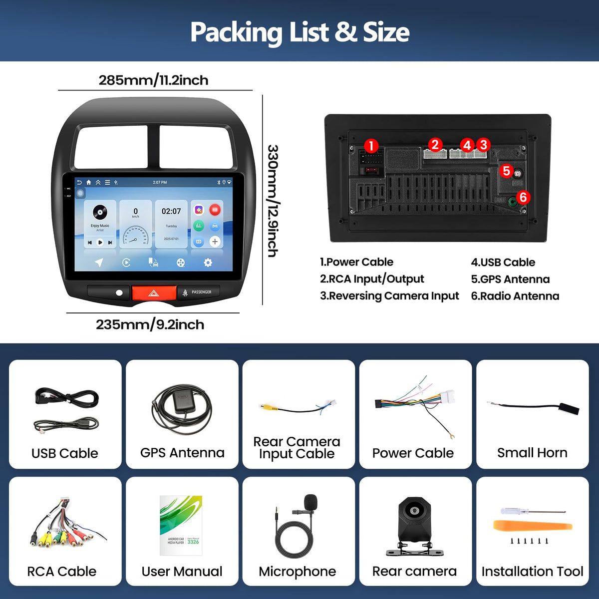 4G+128G Car Stereo Radio for Mitsubishi Outlander Sport RVR 2011-2017 / ASX 2013-2015, Wireless CarPlay Android Auto 10 Inch Incell 1280*720 Touch Screen Head Unit with GPS Bluetooth FM Backup Camera