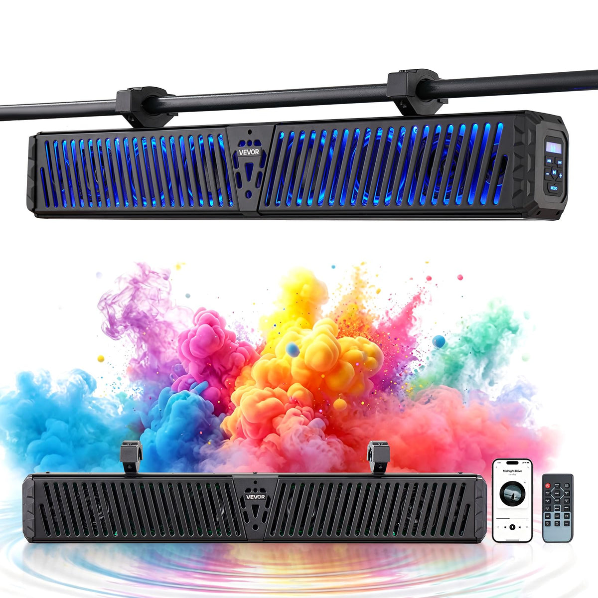 VEVOR UTV Sound Bar 34.8 Inch 8-Speaker Golf Cart Soundbar with Bluetooth