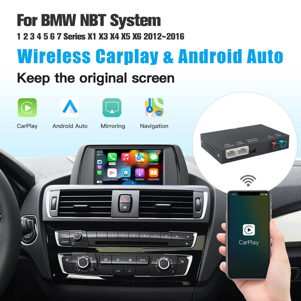 Wireless CarPlay/Android Auto Module for BMW NBT-System 1/2/3/4/5/6/7 Series X1/X3/X4/X5/X6 2012-2016 Support Mirrorlink and OEM Car Functions