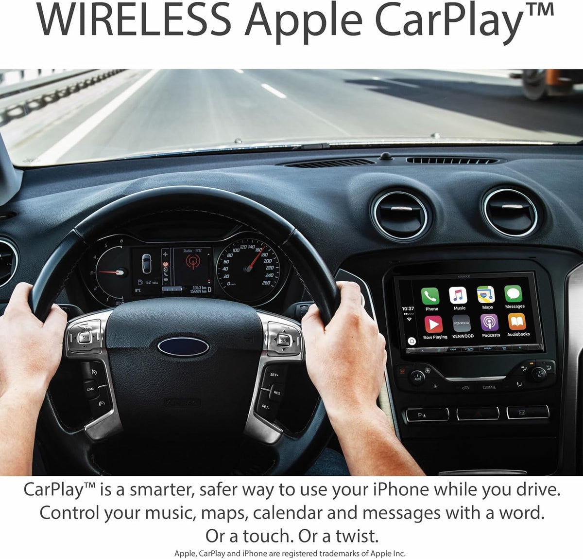 KENWOOD DDX9707S 6.95" Capacitive Touch Screen DVD Multimedia Receiver with Apple CarPlay & Android Auto | Plus KENWOOD CMOS-240U Universal Backup Camera