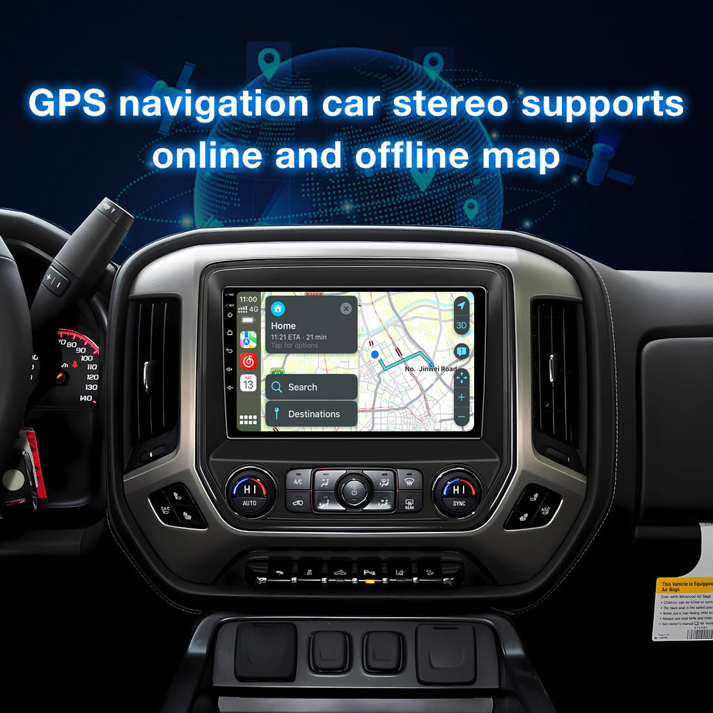 Car Radio Stereo Compatible with Chevy Silverado & GMC Sierra 2014 2015 2016 2017 2018 Replacement Radio Upgrade, CarPlay&Android Auto, GPS, Backup Camera (10 Inch)