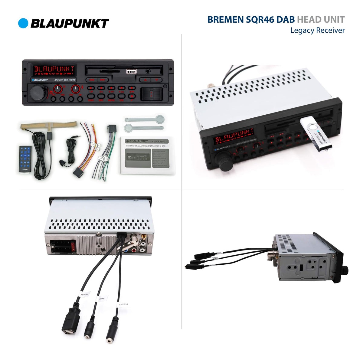 BLAUPUNKT Bremen SQR 46 DAB Retro Car Stereo 80s Classic Bluetooth USB SD AUX - Black