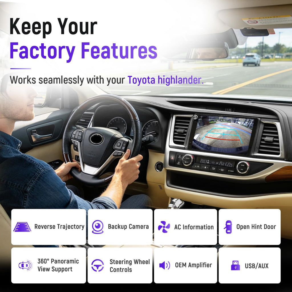 Car Stereo for Toyota Highlander 2015-2019 Upgrade 8GB+128GB Android 12