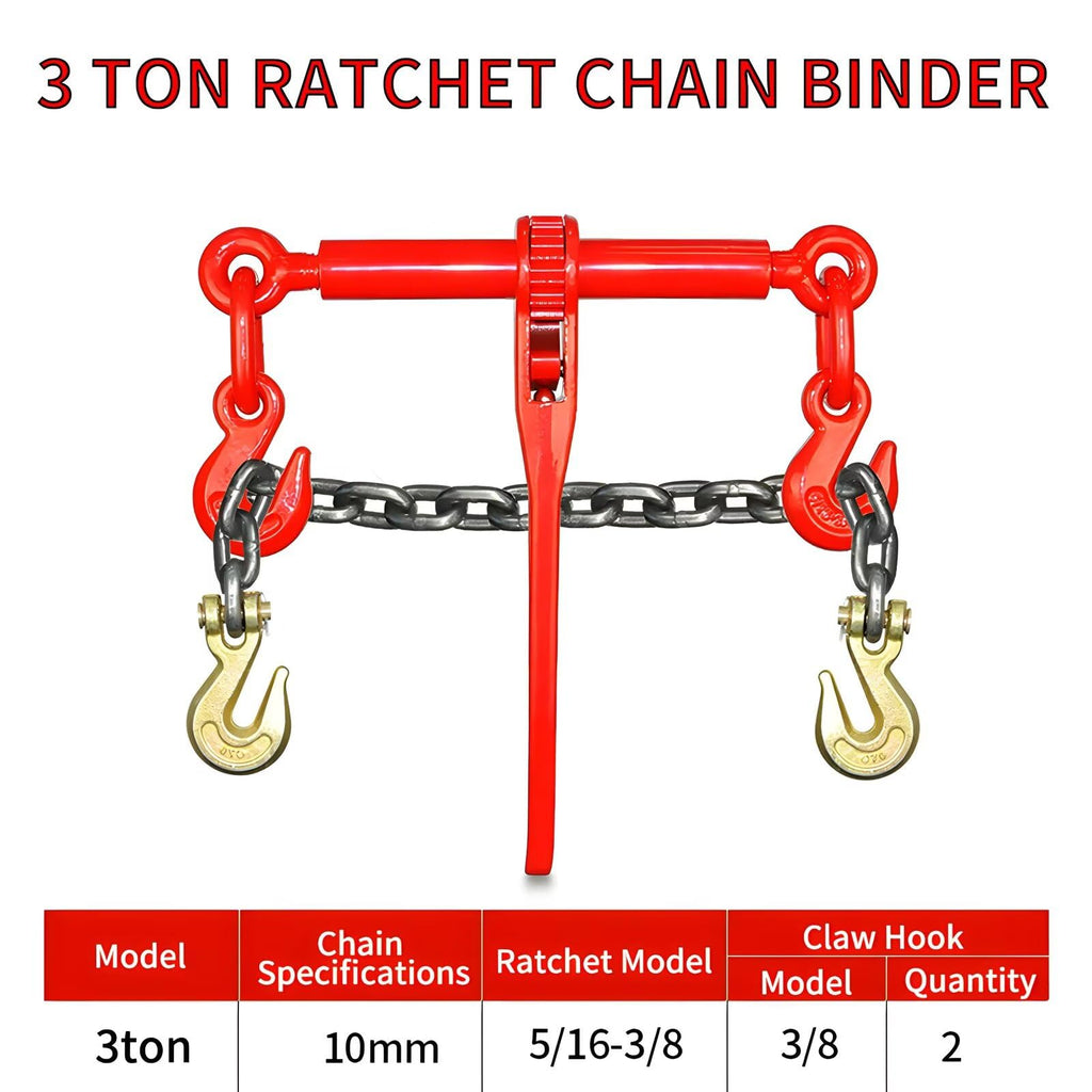 2 Ton Ratchet Chain Binder Kit, 5/16"-3/8" Chain Load Binder with 26.2 FT Chain and Clevis Grab Hooks for Hauling, Towing, Tie Down
