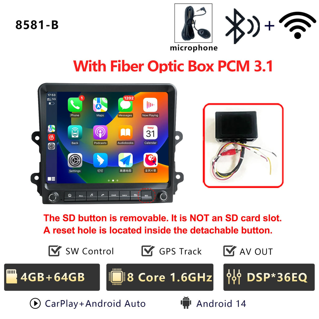8Core 4G+64G Android 14 Car Stereo Radio for Porsche Cayman 911 Boxster 981 718 918 997 Turbo GT2 3 Carrera 2011-2020 Carplay GPS Navigation WiFi 4G Multimedia Player (with Fiber Optic Box)