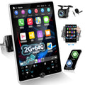 [2G+64G] Single Din Android Car Stereo Rotatable 10.4 inch Vertical Touch Screen Radio with Carplay/Android Auto/EQ Audio/Bluetooth/SWC/FM RDS Radio +AHD Backup Camera
