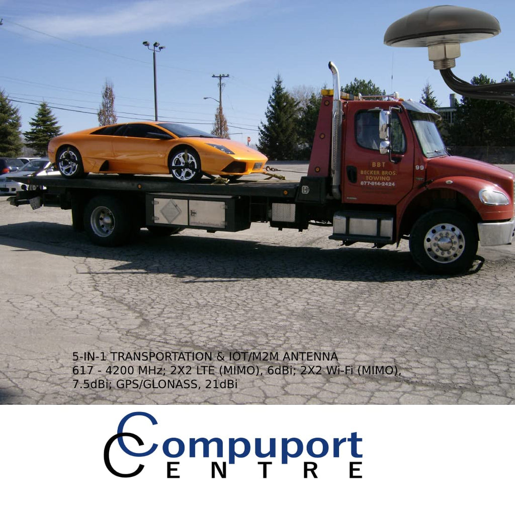 CompuPort 5-in-1 Professional MIMO LTE+GPS+Wi-Fi Screw Mount Combination Vehicle Antenna Compatible with Sierra Wireless, Microhard, Cradlepoint, Digi, Peplink and Other Cellular Modems