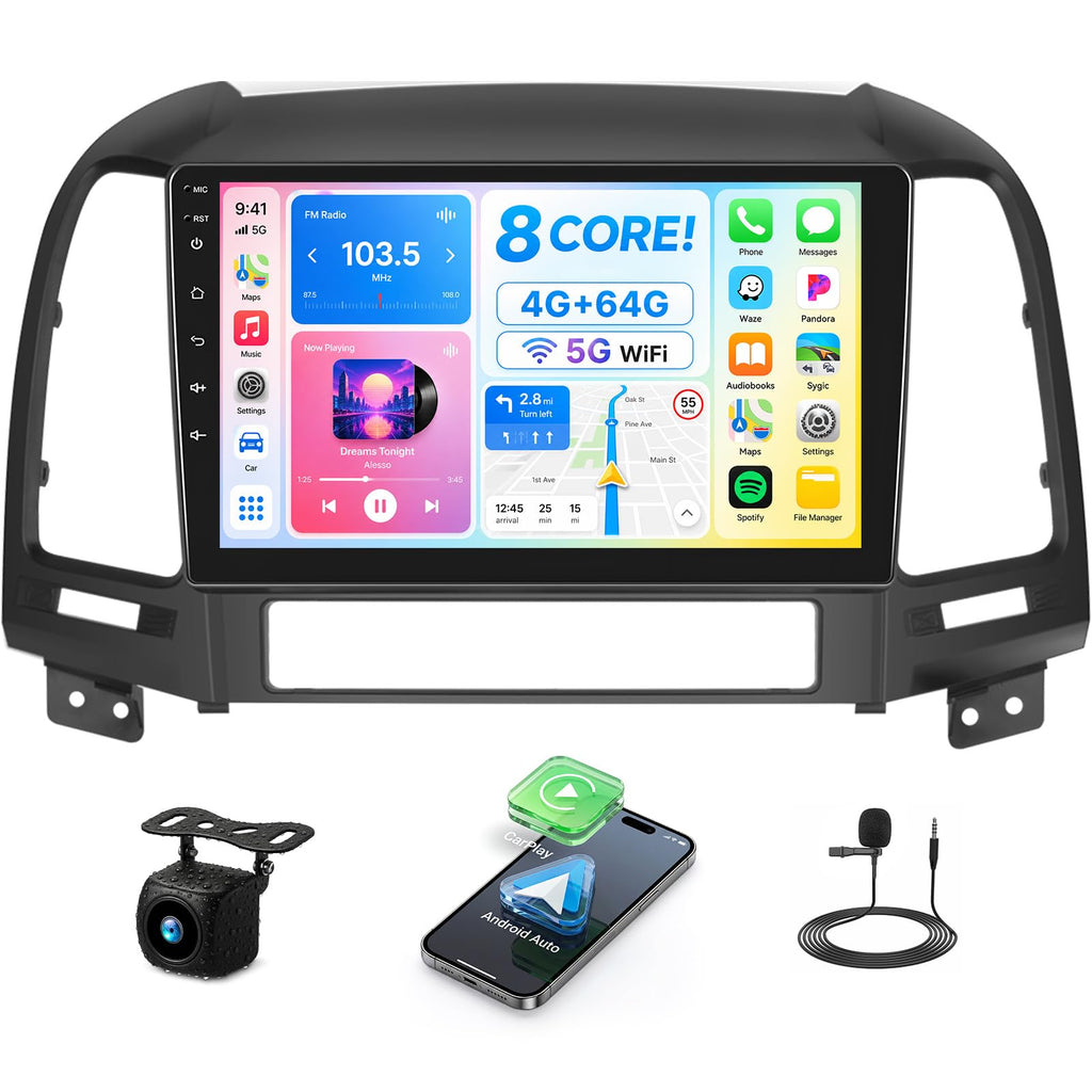 [4+64G] 8-Core Qualcomm Car Stereo for Hyundai Santa Fe 2006-2012
