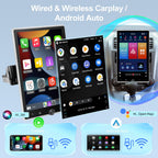 [2G+64G] Single Din Android Car Stereo Rotatable 10.4 inch Vertical Touch Screen Radio with Carplay/Android Auto/EQ Audio/Bluetooth/SWC/FM RDS Radio +AHD Backup Camera