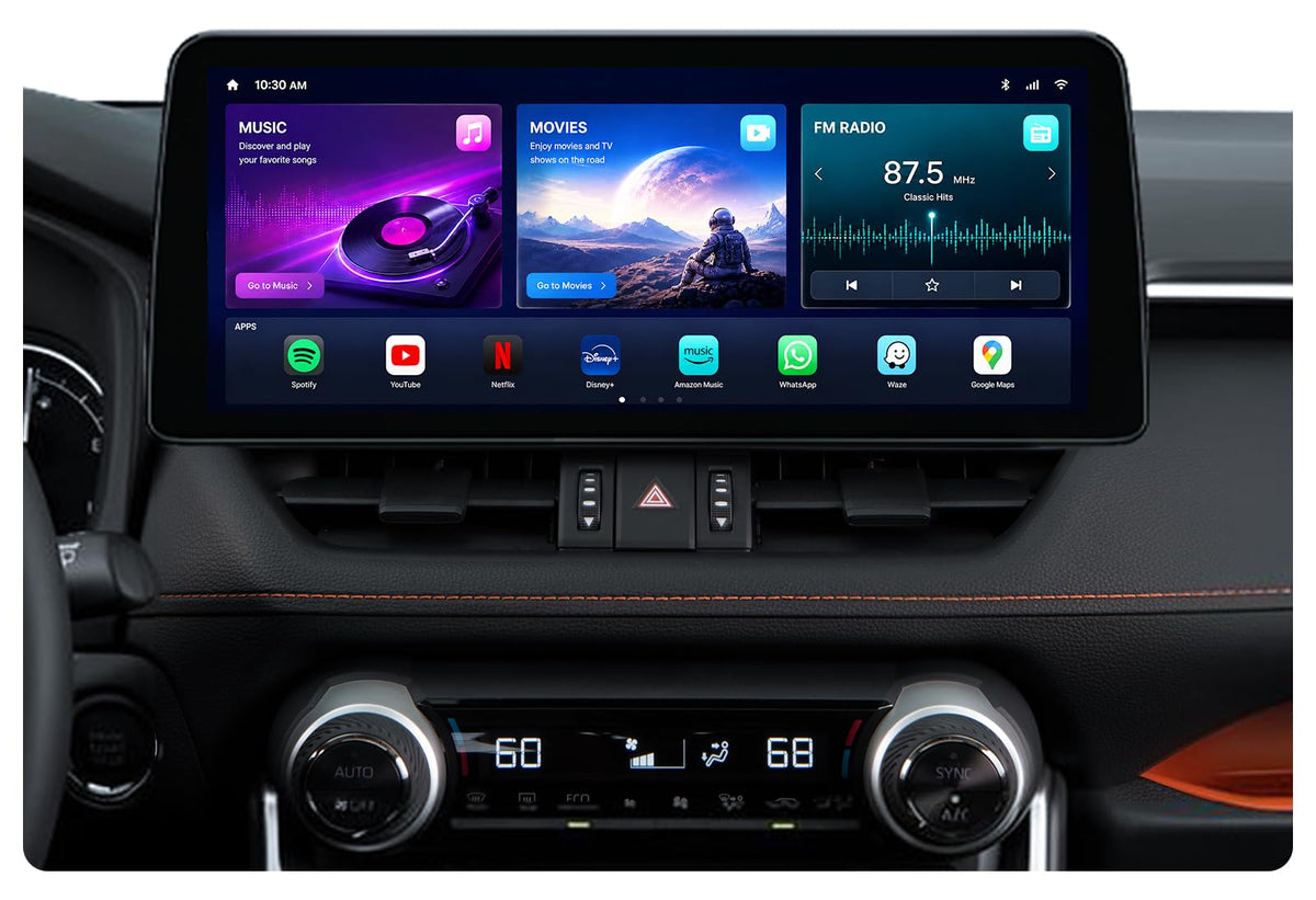 8Core 4GRAM 64GROM Car Radio Stereo for Toyota RAV4 2019-2022: 12.3 inch Android 5G WiFi Wireless CarPlay Android Auto - with GPS Navigation Upgrade(RDS High-Fidelity Sound) Head Unit