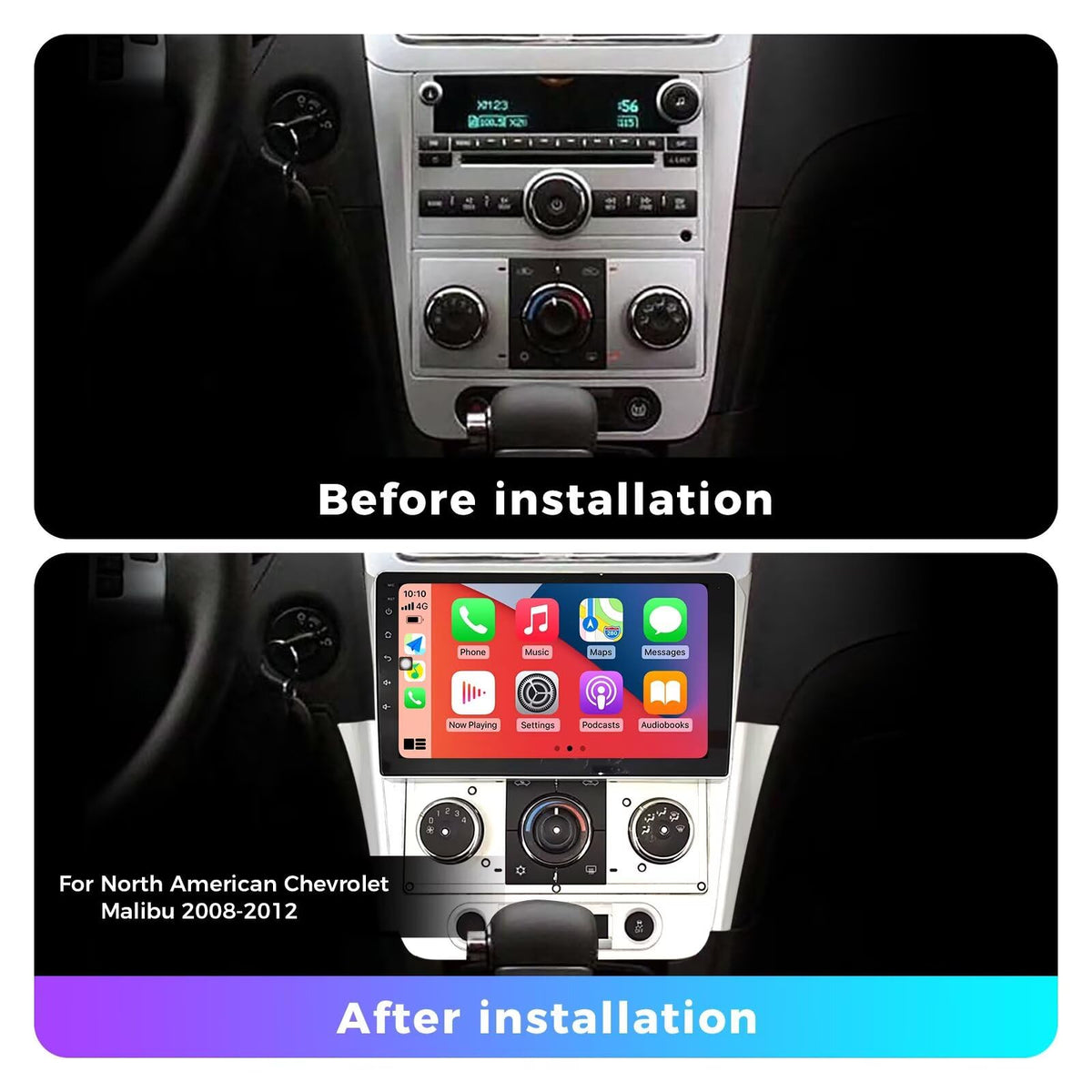 MekedeTech Android Touch Screen for Chevy Chevrolet Malibu 2008-2012,9 inch Stereo Navigation with Wireless CarPlay/Android Auto/FM,4 core 1+32G