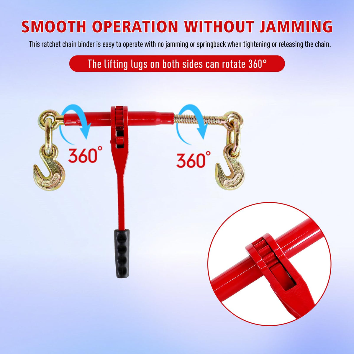 2 Pack 3/8"-1/2"Chain and Binder Kit with 2 Grab Hooks