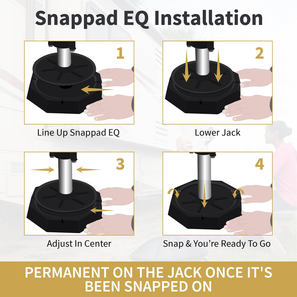 EQ Compact | Precise Fit for RV Jack Pads, Travel Trailers and Class B & C Motorhomes | Compatible with Major RV Brands & Leveling Systems | Pack of 4 for 7” Square Or 7.25” Round Jack Feet