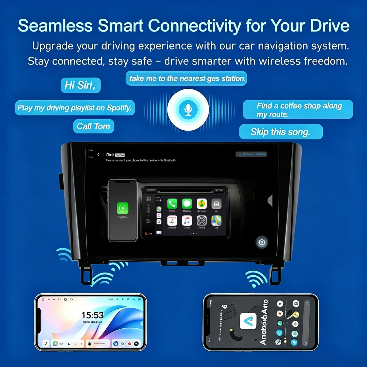 6+128GB Android 15 Car Stereo for Nissan Rogue X-Trail Qashqai 2014-2018