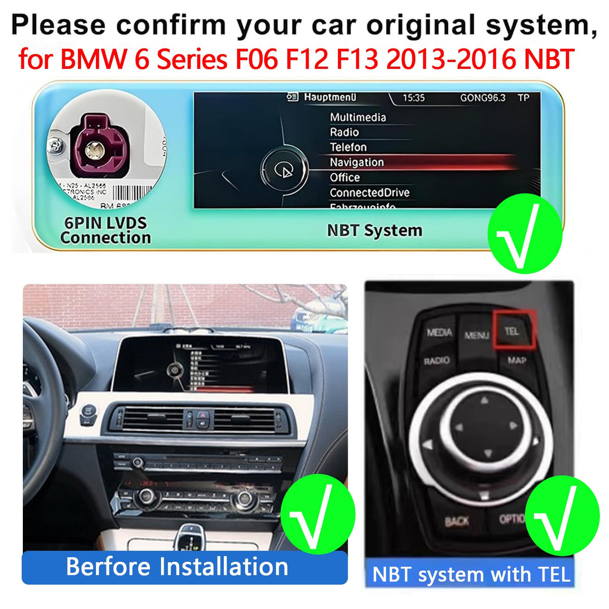 12.3" Android Auto for BMW 6 Series F06 F12 F13 2013-2016 NBT 8+128GB