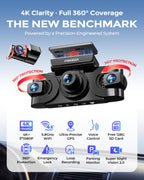 4K 360° Dash Cam with 128GB Card for Uber & Lyft Drivers