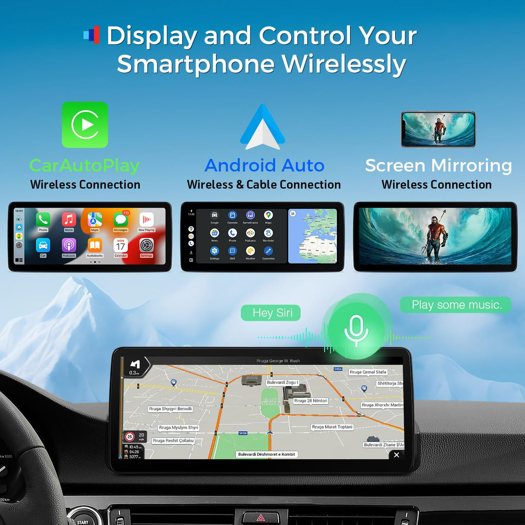 XTRONS 12.3 Inch Android 14 Car Stereo for BMW E90 E91 E92 E93 (2008-2012), IPS Touch Screen 4+64GB Global 4G Car Radio GPS Navigation Support Wireless Car Play Android Auto