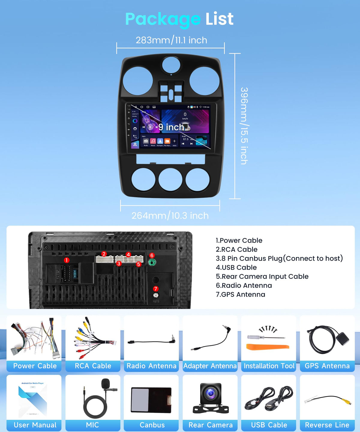 【4+64G】 for Chrysler PT Cruiser 2005-2010 Android Car Radio Stereo,Wireless CarPlay Android Auto,9 inch IPS Touchscreen Car Stereo Bluetooth5.0, GPS, WiFi, SWC,59UI,32EQ AI DSP + HD Backup Camera