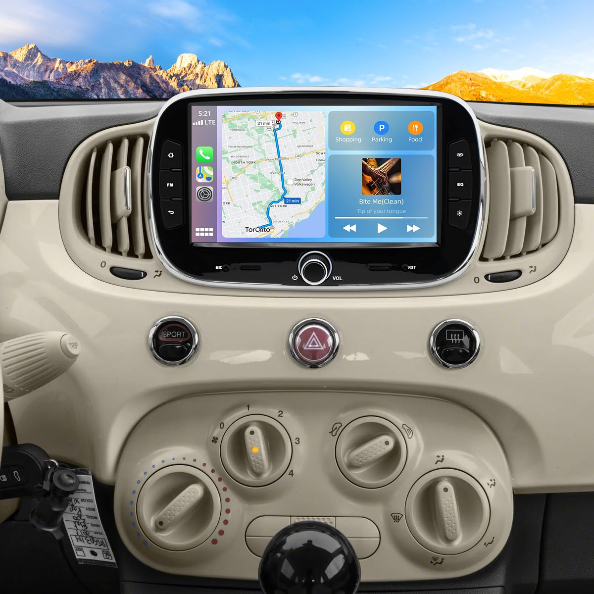 7'' Car Radio Stereo for Fiat 500 2016-2019 with Carplay and Android Auto
