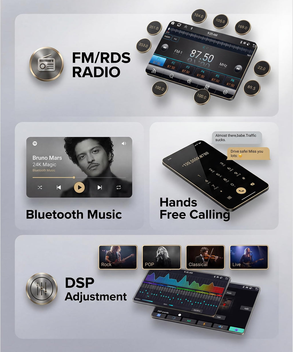8 Core 6G+128G Android Car Radio for Honda CRV 2007-2011 with Wireless CarPlay Android Auto, 9” Touchscreen Car Stereo Mirror Link GPS WiFi Bluetooth FM RDS DSP EQ SWC Backup Camera
