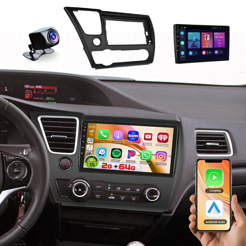 8 Core 6+128GB 9 Inch IPS Android 15 Car Stereo for Honda Civic 2013-2017