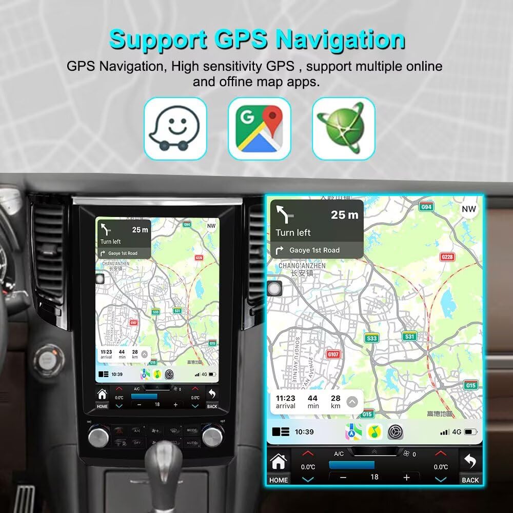 12.1 Inch Android 14 Car Stereo Radio Upgrade for Infiniti G25 G37 G35 Q60S 2004-2013 Auto Stereo Multimedia Player GPS Navigation Wireless CarPlay Android Auto Touch Screen Head Unit 6+128GB