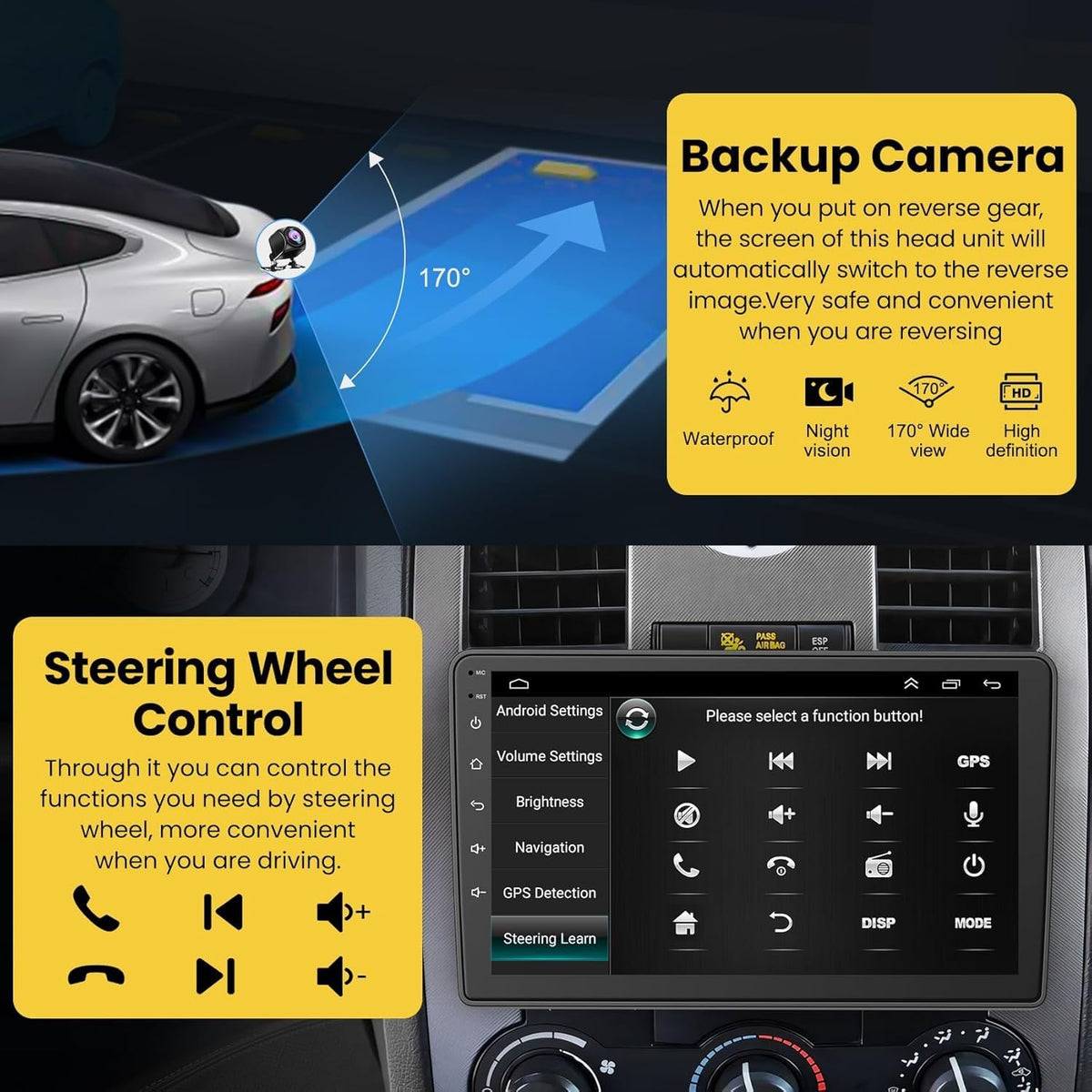 9" Android 13 Car Radio for Dodge Ram 1500/2500/3500 (2006-2008), Dodge Durango (2005-2008), Jeep Grand Cherokee (2005-2009) – 4GB RAM + 64GB ROM CarPlay Screen