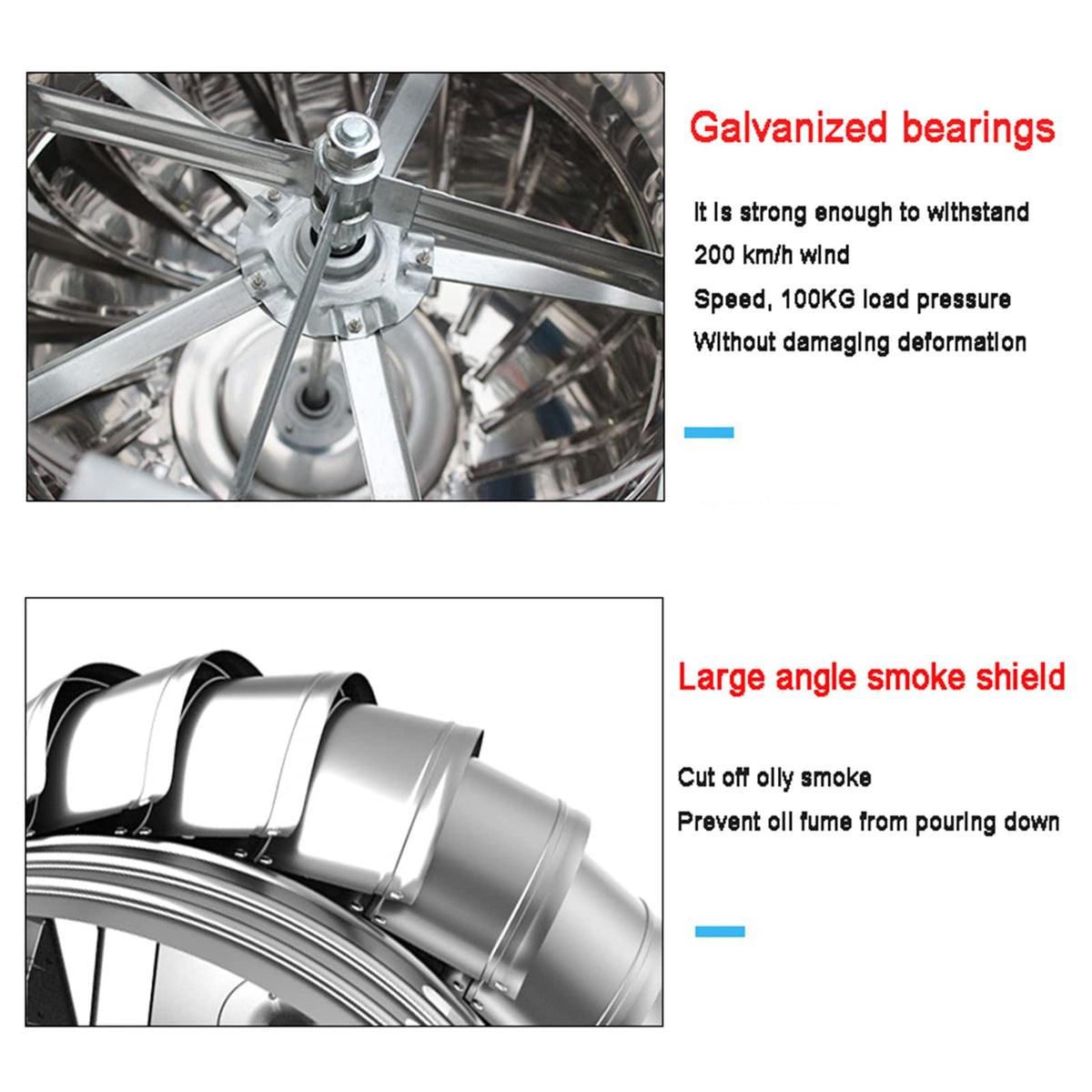 Rotary Turbine Ventilator,Ventilation Chimney Cowl,Stainless Steel Spinning Ventilation Chimney Cowl Steel Rotating Chimney Cowl Cap Spinner Anti-Downdraught,150mm