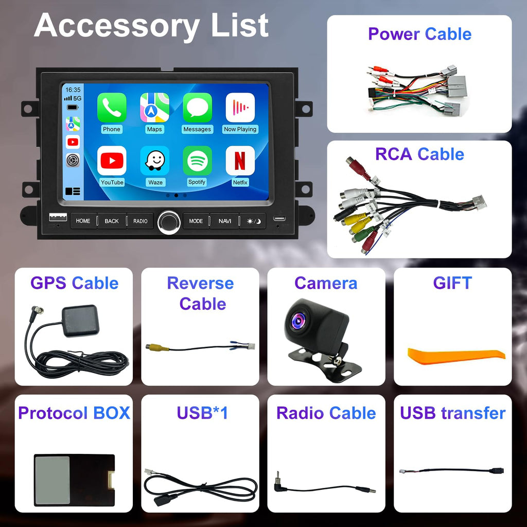5G WiFi Upgrade Car Radio for Ford E150/E250/E350 2009-2014, Mustang 2005-2009, Expedition 2007-2014, Explorer 2006-2010, 7 Inch Touch Screen Stereo Wireless Carplay Android Auto GPS FM BT SWC Camera