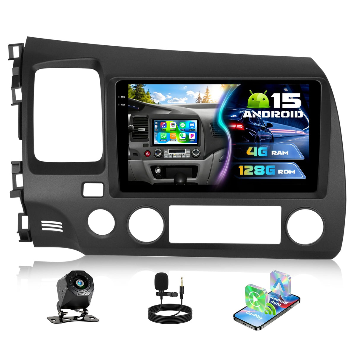 [4+128G] Android 15 Car Radio Stereo for Honda Civic 2006-2011