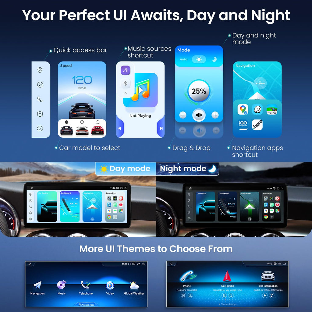 XTRONS Android Car Stereo for Mercedes-Benz C/GLC/V/X-Class W205 X253 W446 W470 (2016-2018) NTG 5.0/5.1/5.2, 12.3" IPS Touchscreen, Wireless CarPlay & Android Auto, Qualcomm Snapdragon 662, 8+128GB