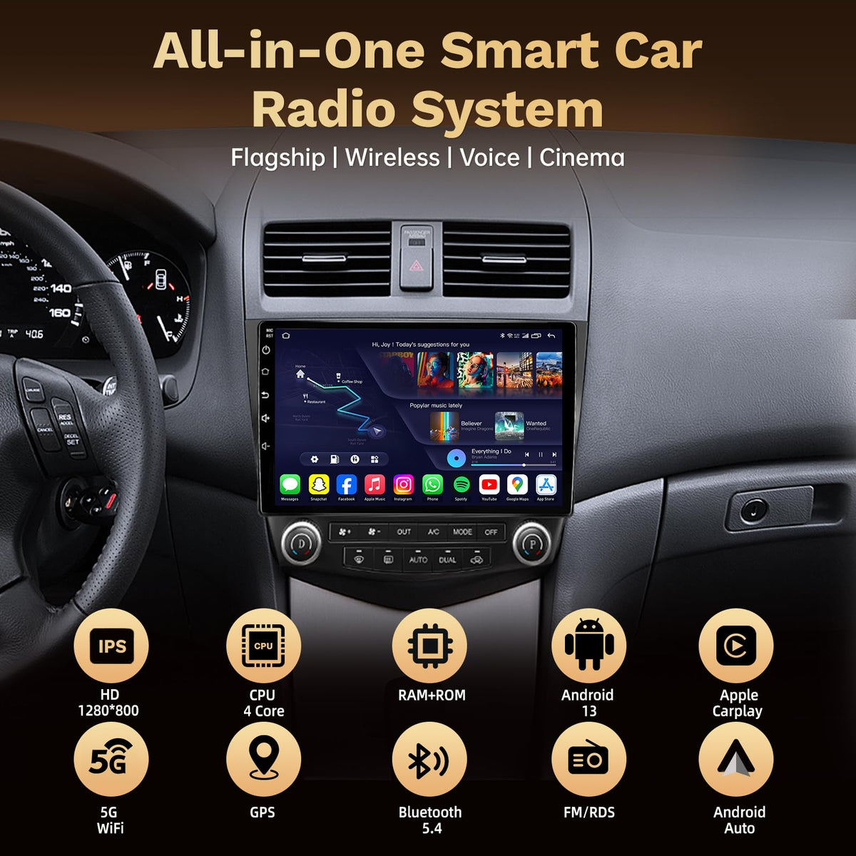 [4GB+64GB] Car Radio Stereo for Honda Accord 7th 2003 2004 2005 2006 2007