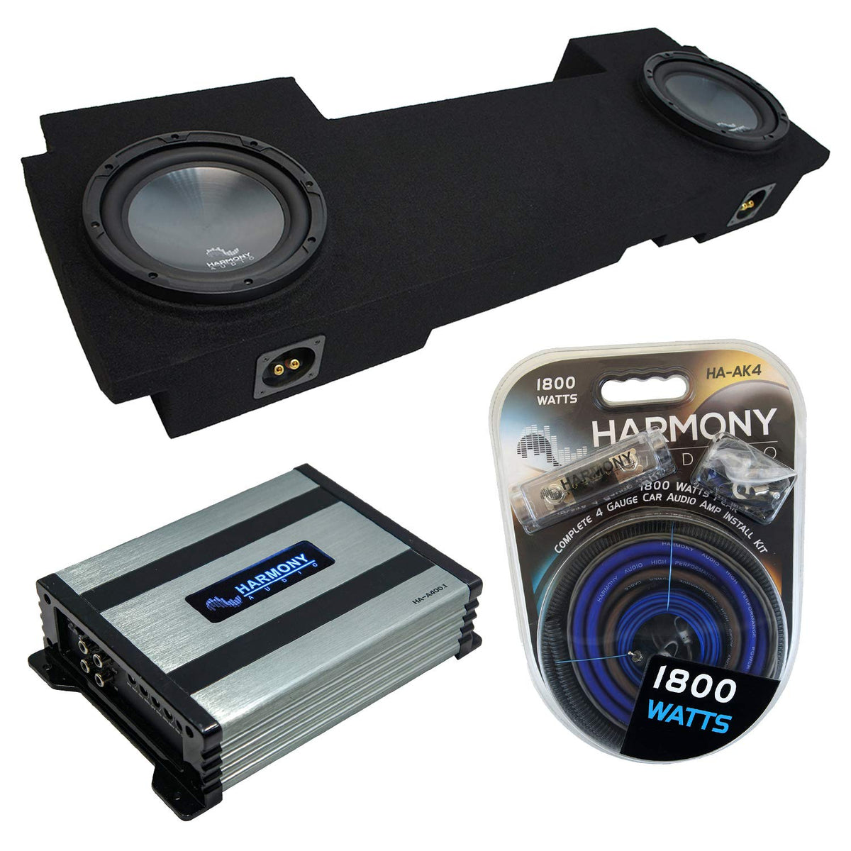 12" Subwoofer ASC Sub Box Amp Bundle Fits 2002-2013 GMC Sierra HD Crew Cab