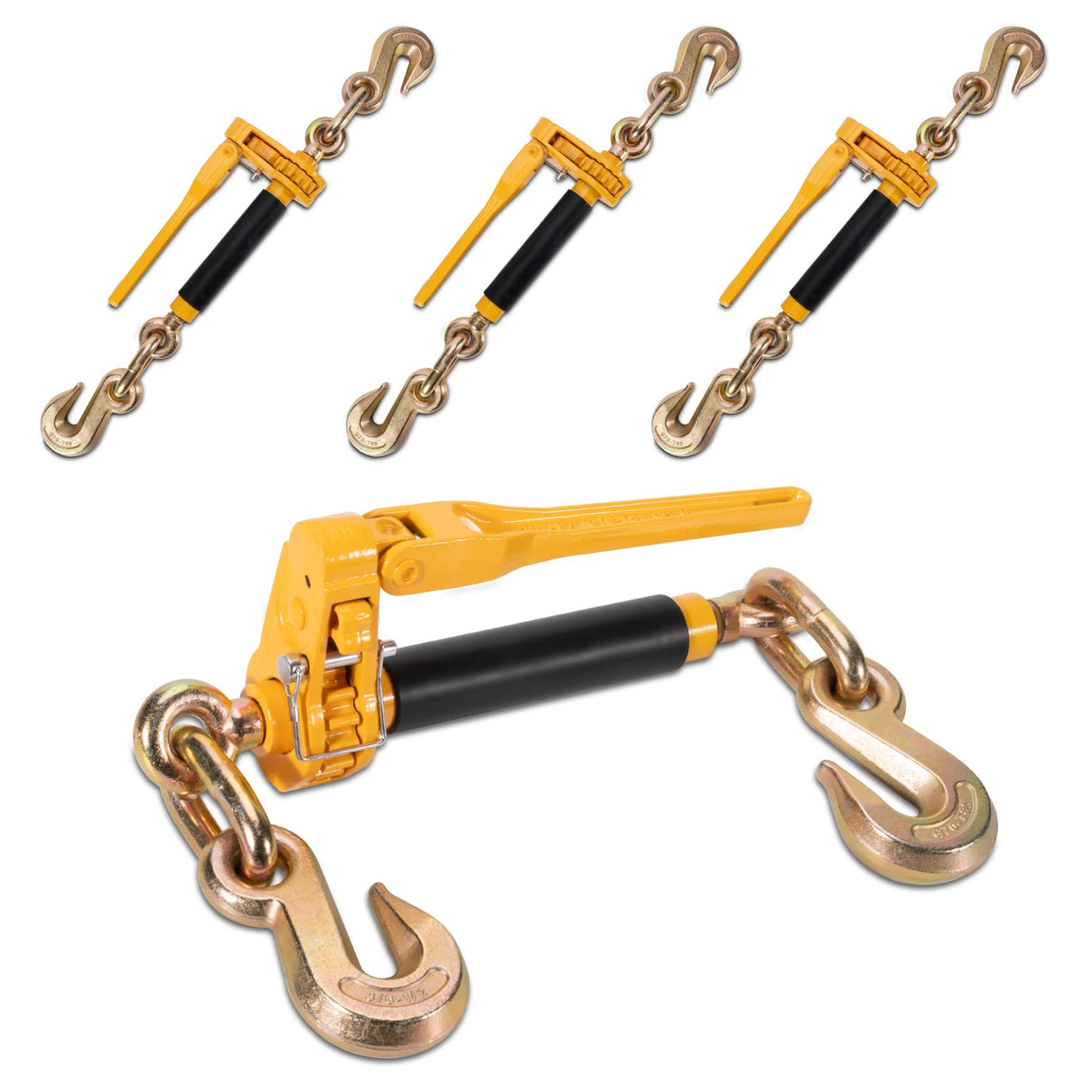 3/8-1/2" Folding Ratchet Binder G70 12kLbs for Flatbed Trailer, 4Pcs